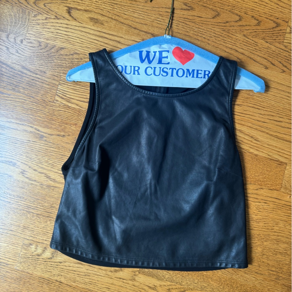 Alice and Olivia leather front crop top size S